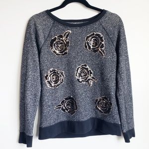 Apt. 9 Floral Sequin Crew Neck Sweater Size Small